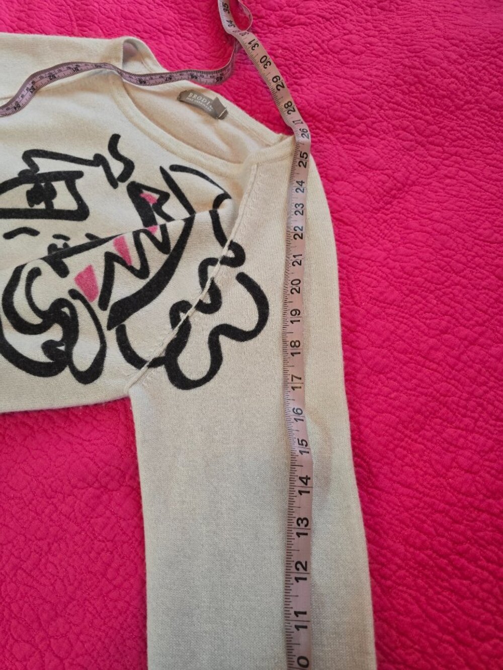 Brodie Fine Cashmere Silver Graphic Crew Neck Sweater Small - Picture 9 of 9